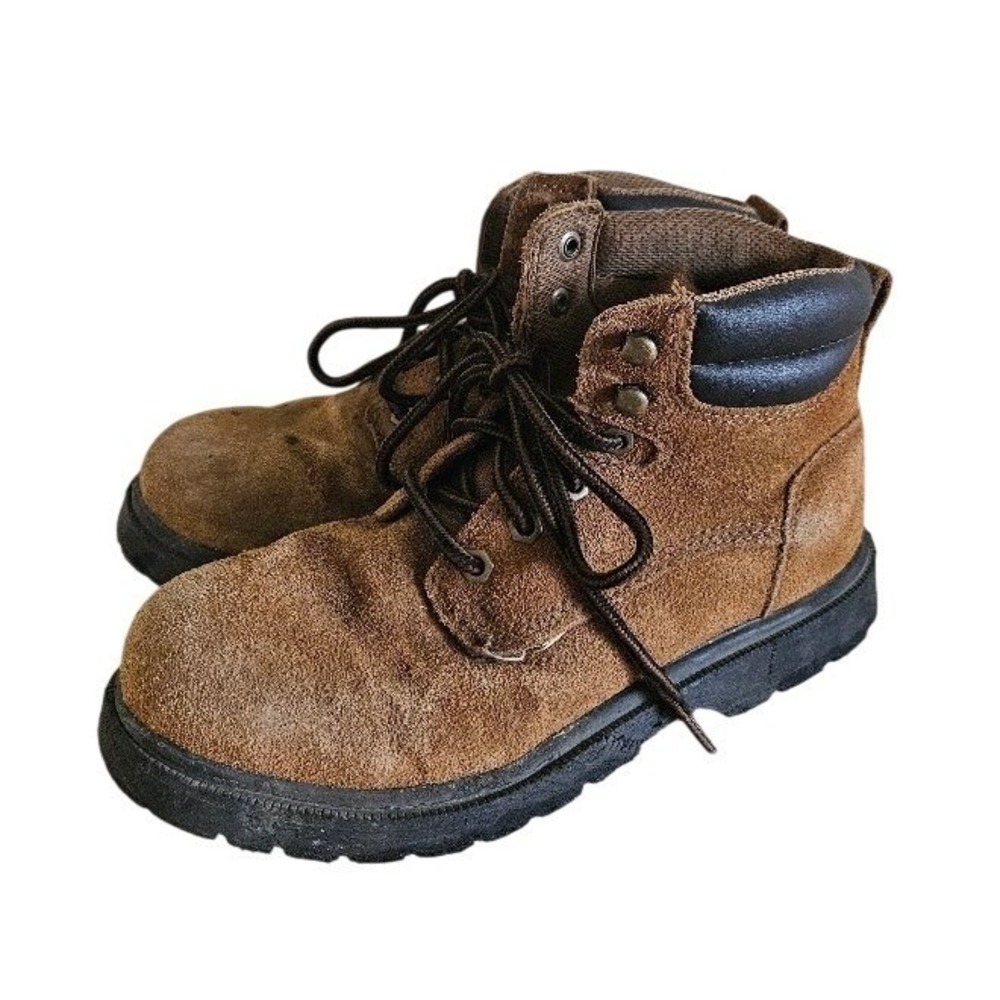Brahma Brown Suede Lace Up Work Boots Slip Resistant Lug Sole Women 7.5 Men 6